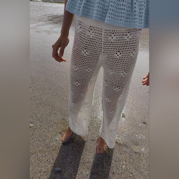 NWT ZARA CROCHET WIDE-LEGβTROUSERS - Picture 2 of 9